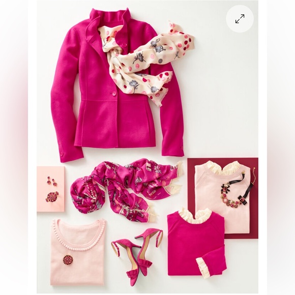 Talbots Ruffle-Neck Double-Face Jacket in Pink Size 2 Petite Lightweight Preppy - Picture 4 of 12